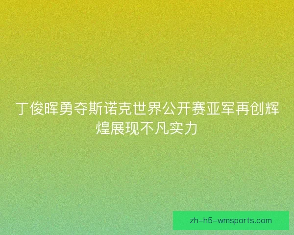 丁俊晖勇夺斯诺克世界公开赛亚军再创辉煌展现不凡实力 丁俊晖勇夺斯诺克世界公开赛亚军再创辉煌展现不凡实力